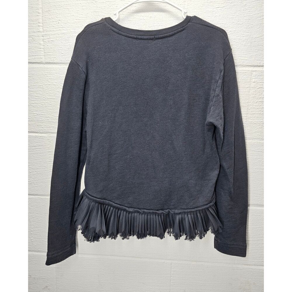 J. Crew Black‎ Long Sleeve Sweater Top Pleated Ruffle Hem Womens Small - Picture 5 of 5